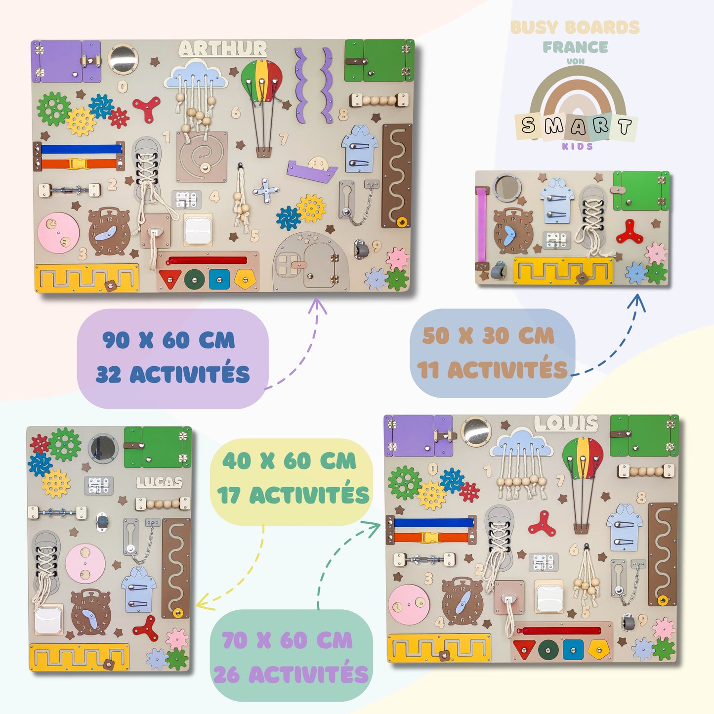 Busy Board Sensorielle en Bois 70x60 cm – Jeu Montessori Évolutif pour Jeunes Enfants