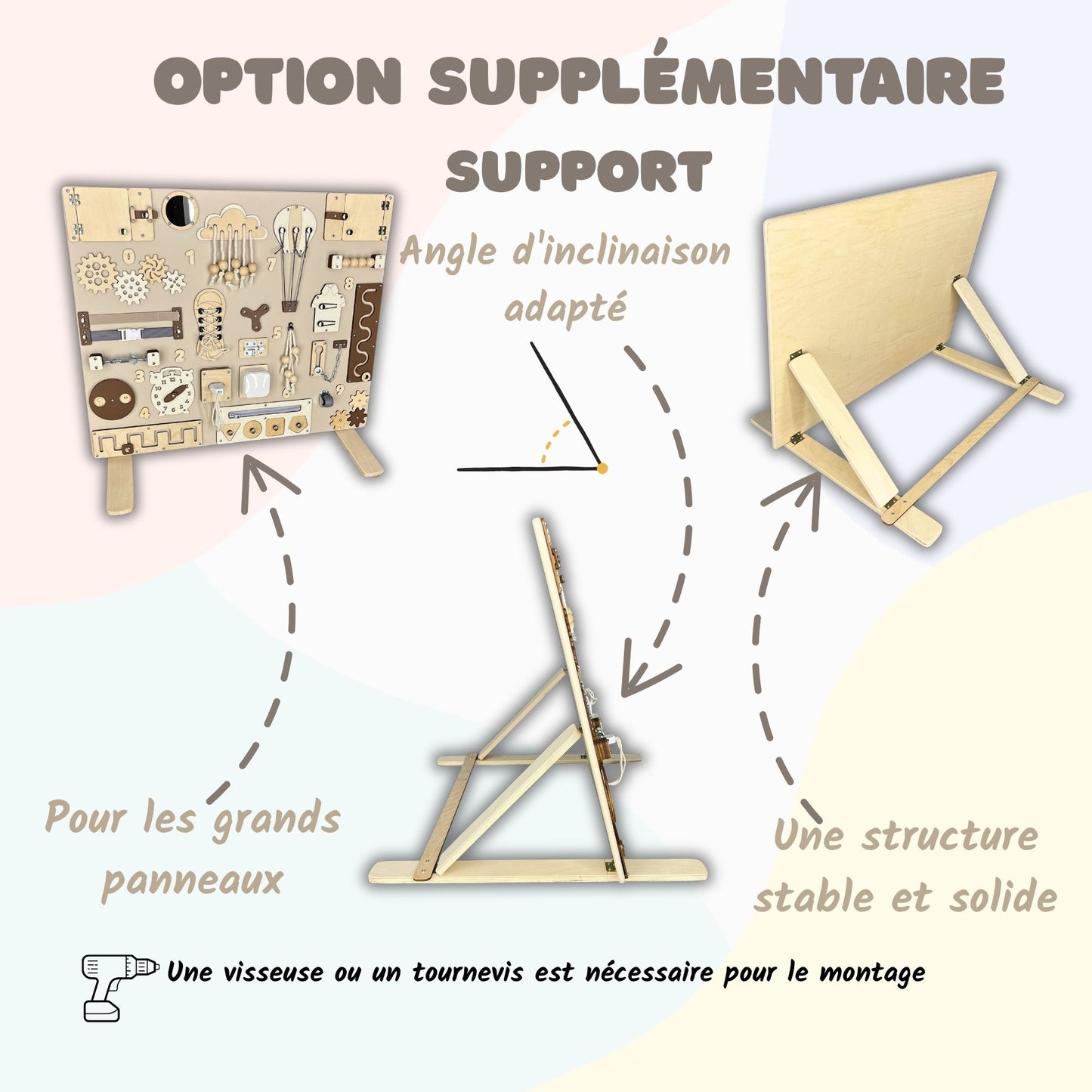 Busy Board Sensorielle en Bois 70x60 cm – Jeu Montessori Évolutif pour Jeunes Enfants