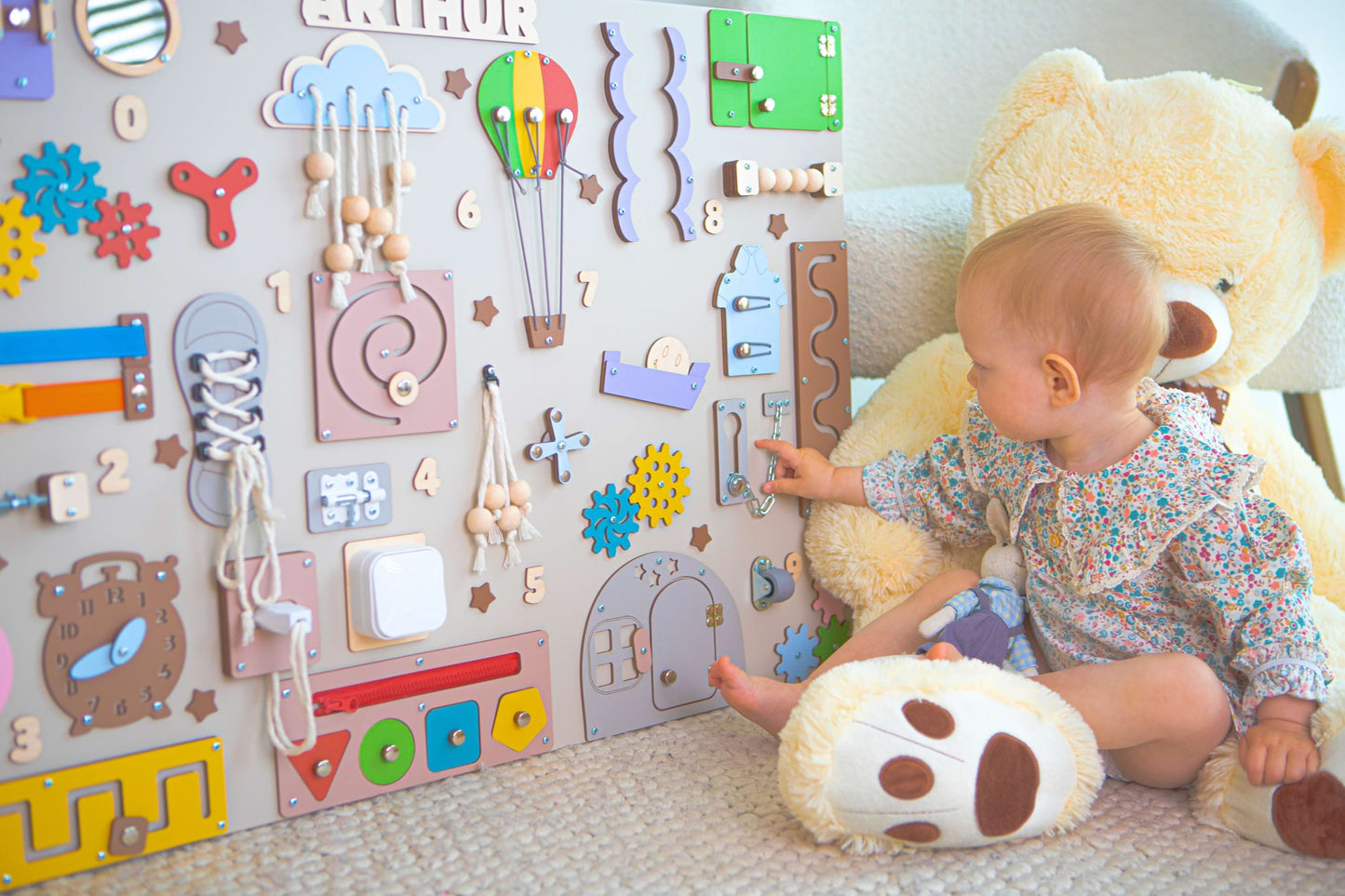Jouet éducatif en bois fait main pour bébé