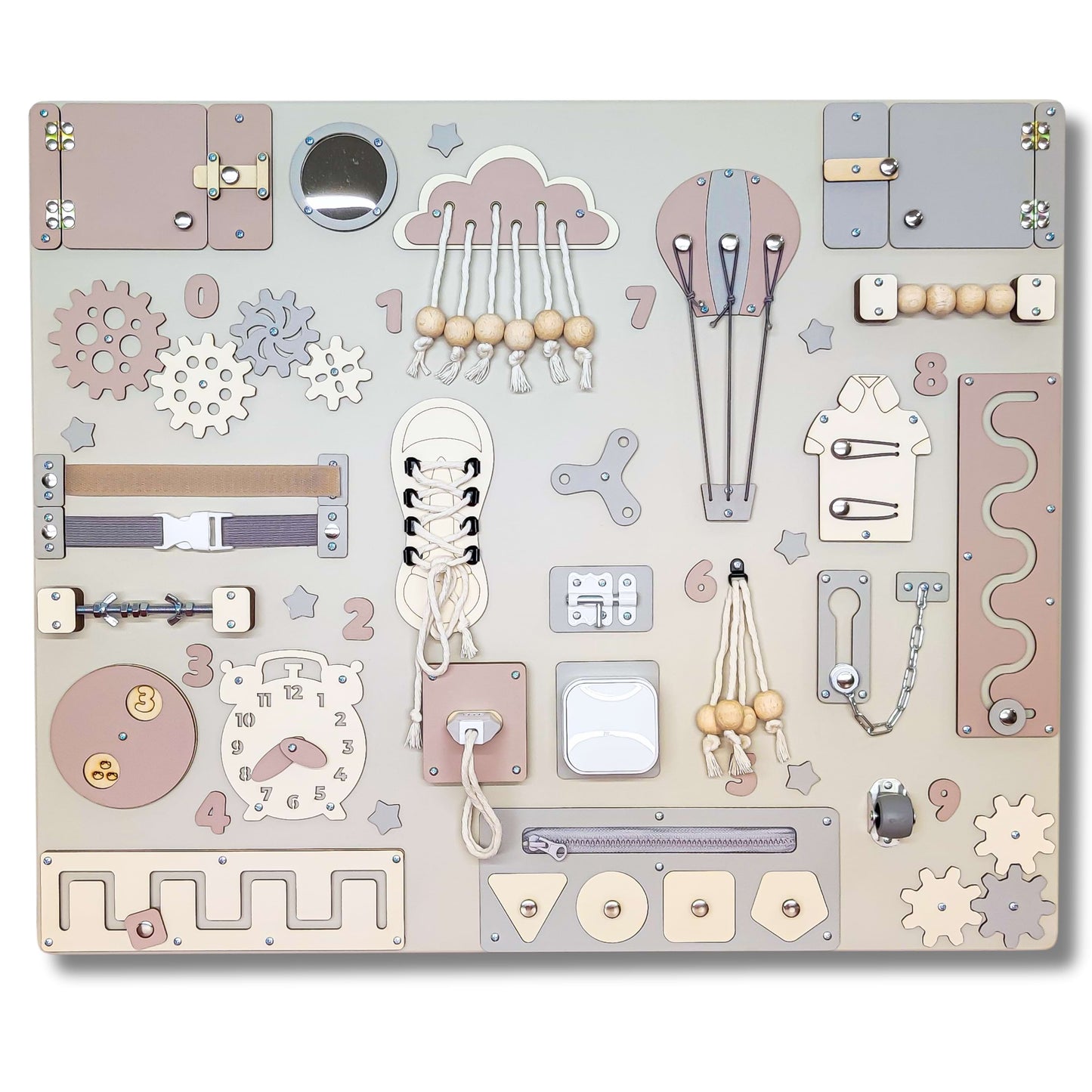 Busy Board Sensorielle en Bois 70x60 cm – Jeu Montessori Évolutif pour Jeunes Enfants
