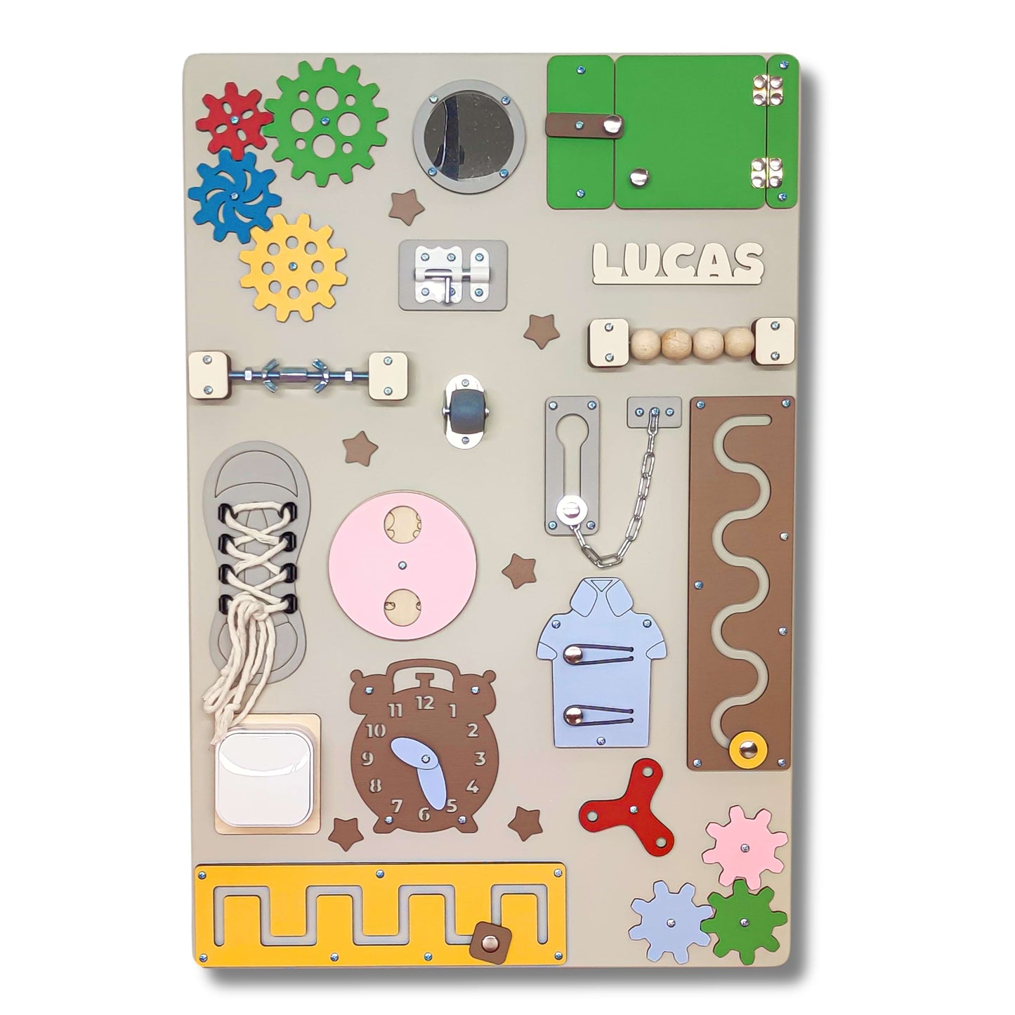 Busy Board Montessori Compacte 40x60 cm – Planche Sensorielle Éducative pour Bébé